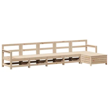 Salon de jardin 6 pcs bois de pin massif 2