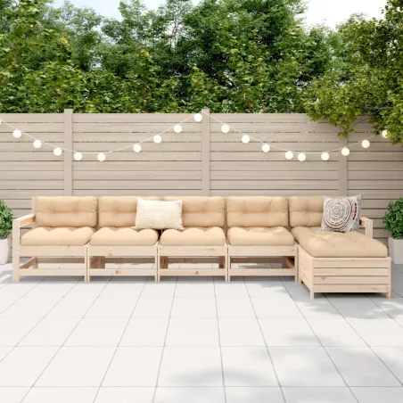 Salon de jardin 6 pcs bois de pin massif