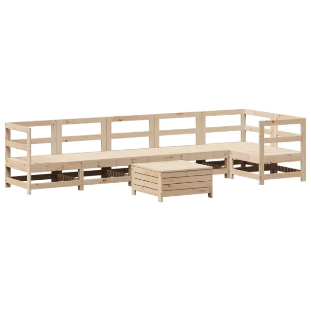 Salon de jardin 7 pcs bois de pin massif