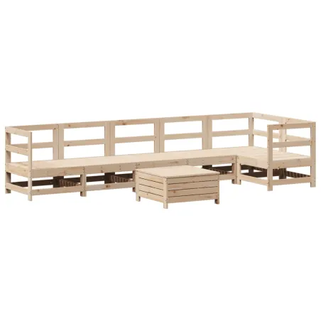 Salon de jardin 7 pcs bois de pin massif