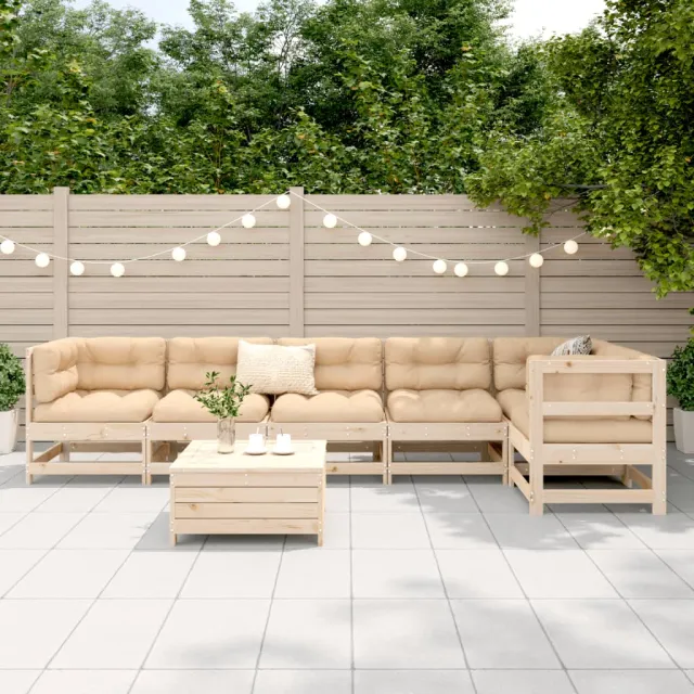 Salon de jardin 7 pcs bois de pin massif