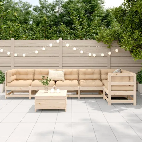 Salon de jardin 7 pcs bois de pin massif