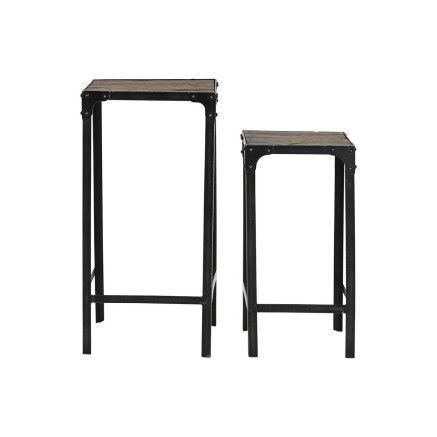 Set of 2 tables Home ESPRIT Black Natural 38 x 38 x 75 cm 2