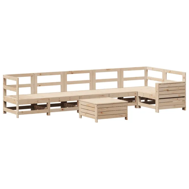 Salon de jardin 7 pcs bois de pin massif