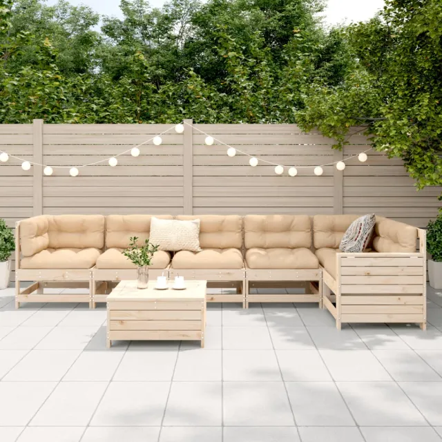 Salon de jardin 7 pcs bois de pin massif
