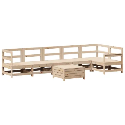 Salon de jardin 7 pcs bois de pin massif 2