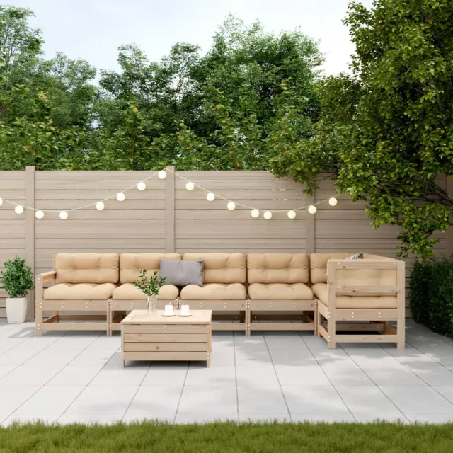 Salon de jardin 7 pcs avec coussins Bois de pin massif
