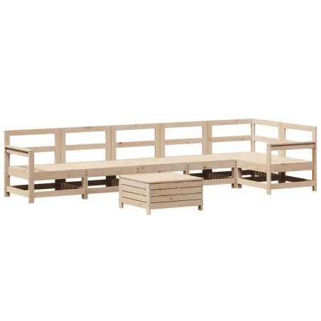 Salon de jardin 7 pcs bois de pin massif