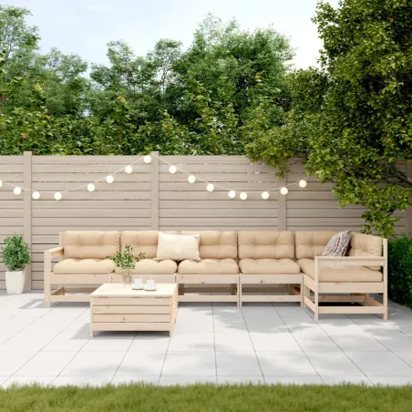 Salon de jardin 7 pcs bois de pin massif