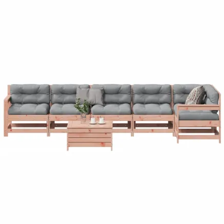 Salon de jardin 7 pcs avec coussins bois massif douglas