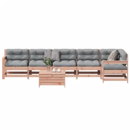 Salon de jardin 7 pcs avec coussins bois massif douglas