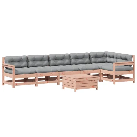Salon de jardin 7 pcs avec coussins bois massif douglas 2