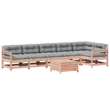 Salon de jardin 7 pcs avec coussins bois massif douglas