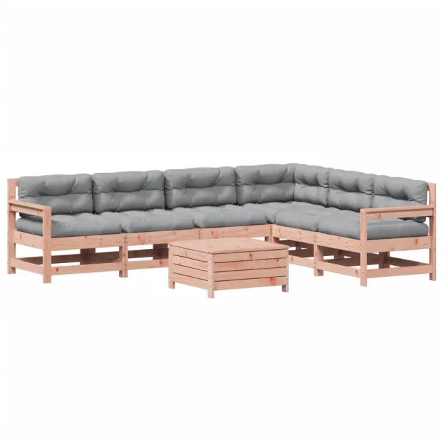 Salon de jardin 7 pcs avec coussins bois massif douglas