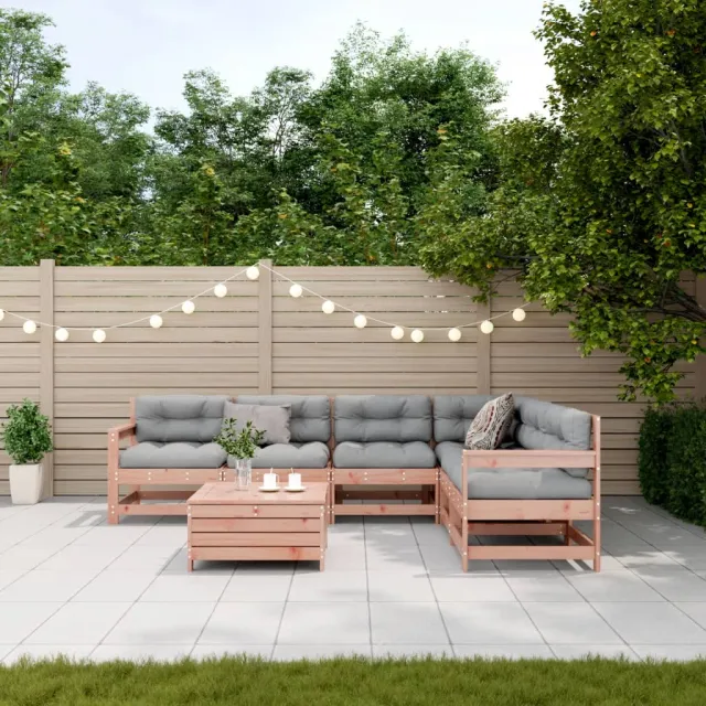 Salon de jardin 7 pcs avec coussins bois massif douglas