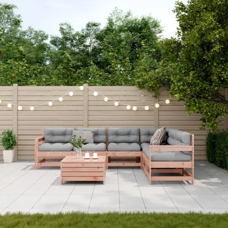 Salon de jardin 7 pcs avec coussins bois massif douglas