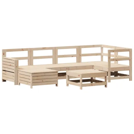 Salon de jardin 7 pcs bois de pin massif 2