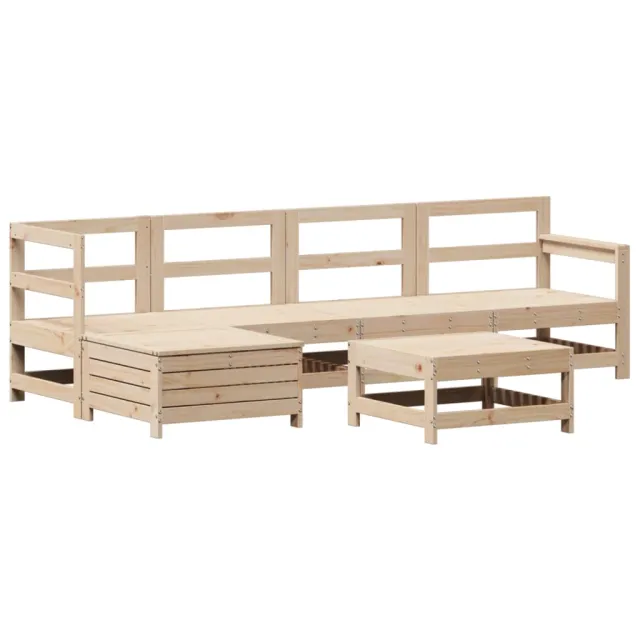 Salon de jardin 6 pcs bois de pin massif