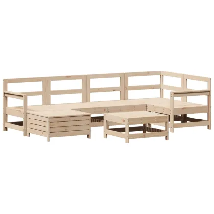 Salon de jardin 7 pcs bois de pin massif 2