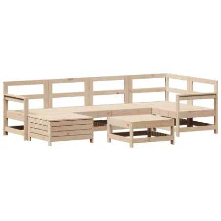 Salon de jardin 7 pcs bois de pin massif
