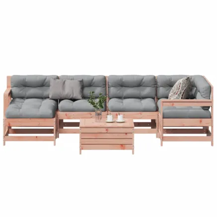 Salon de jardin 7 pcs avec coussins bois massif douglas