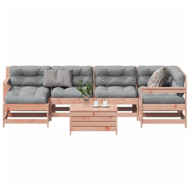 Salon de jardin 7 pcs avec coussins bois massif douglas