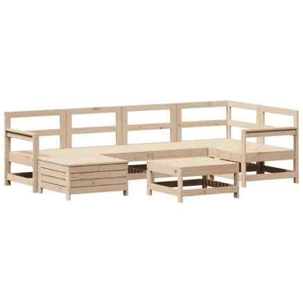 Salon de jardin 7 pcs bois de pin massif 2