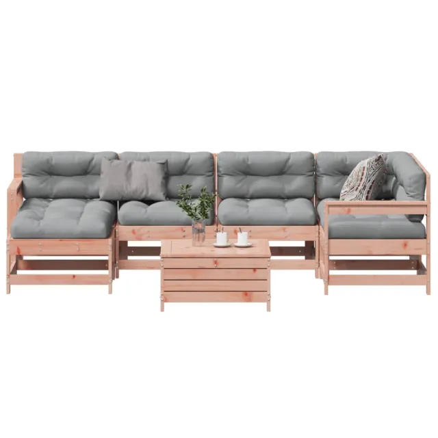 Salon de jardin 7 pcs avec coussins bois massif douglas