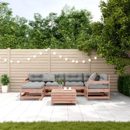 Salon de jardin 7 pcs avec coussins bois massif douglas