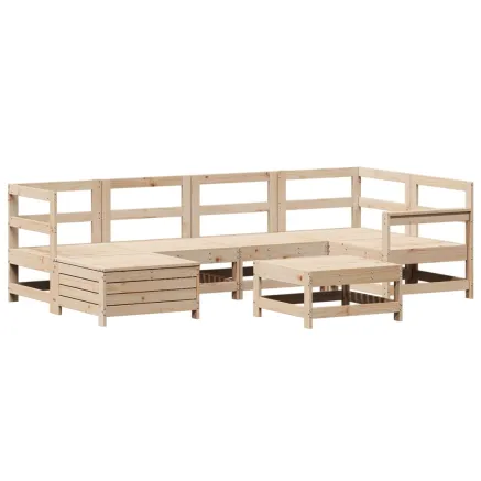 Salon de jardin 7 pcs bois de pin massif 2