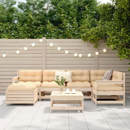 Salon de jardin 7 pcs bois de pin massif