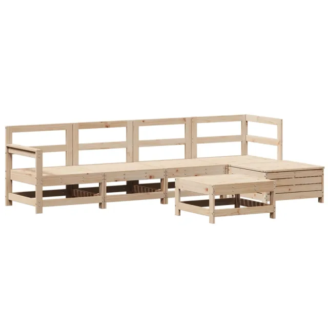 Salon de jardin 6 pcs bois de pin massif