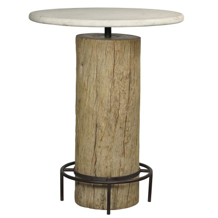 Table Home ESPRIT Blanc Naturel Marbre bois de teck 90 x 90 x 114 cm