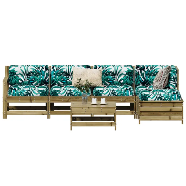 Salon de jardin 6 pcs bois de pin imprégné