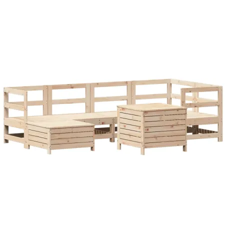 Salon de jardin 7 pcs bois de pin massif
