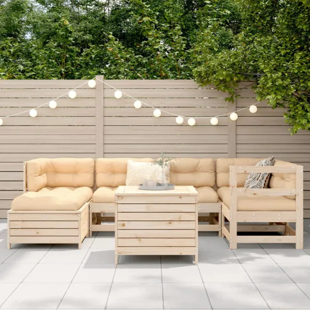 Salon de jardin 7 pcs bois de pin massif