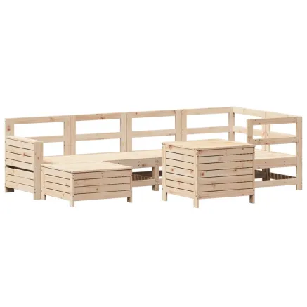 Salon de jardin 7 pcs bois de pin massif 2