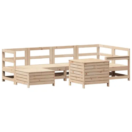 Salon de jardin 7 pcs bois de pin massif 2