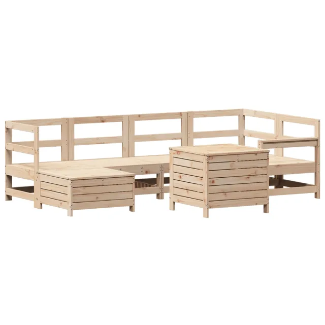 Salon de jardin 7 pcs bois de pin massif