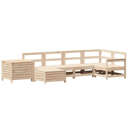 Salon de jardin 7 pcs bois de pin massif 2