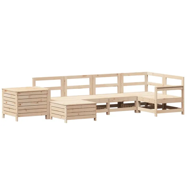 Salon de jardin 7 pcs bois de pin massif