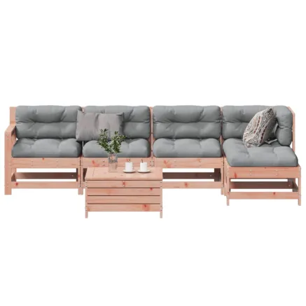 Salon de jardin 6 pcs avec coussins bois massif Douglas