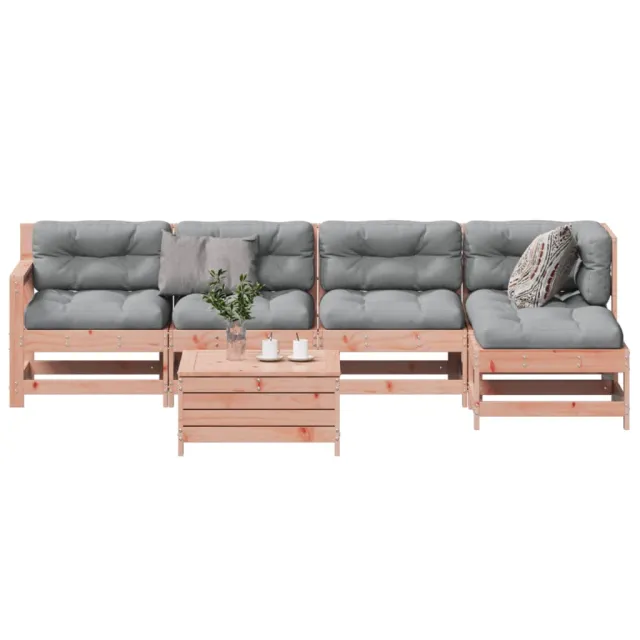 Salon de jardin 6 pcs avec coussins bois massif Douglas
