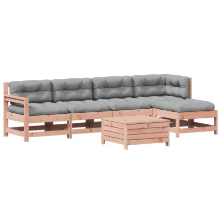 Salon de jardin 6 pcs avec coussins bois massif Douglas 2