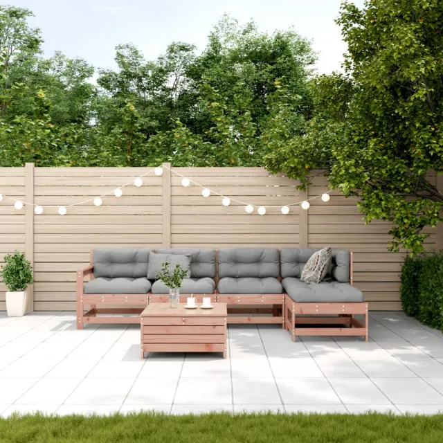 Salon de jardin 6 pcs avec coussins bois massif Douglas