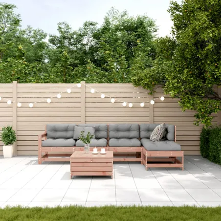 Salon de jardin 6 pcs avec coussins bois massif Douglas