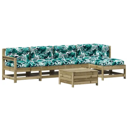 Salon de jardin 6 pcs avec coussins bois de pin imprégné 2