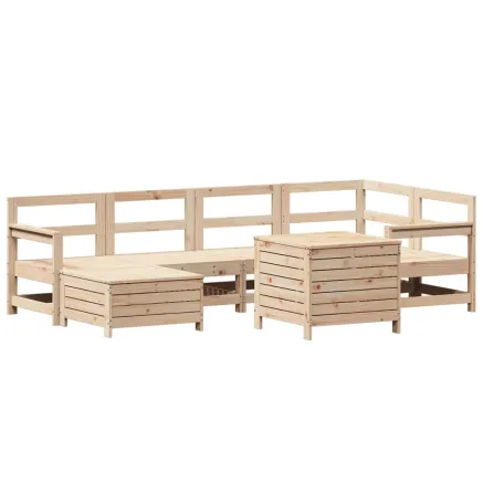 Salon de jardin 7 pcs bois de pin massif 2