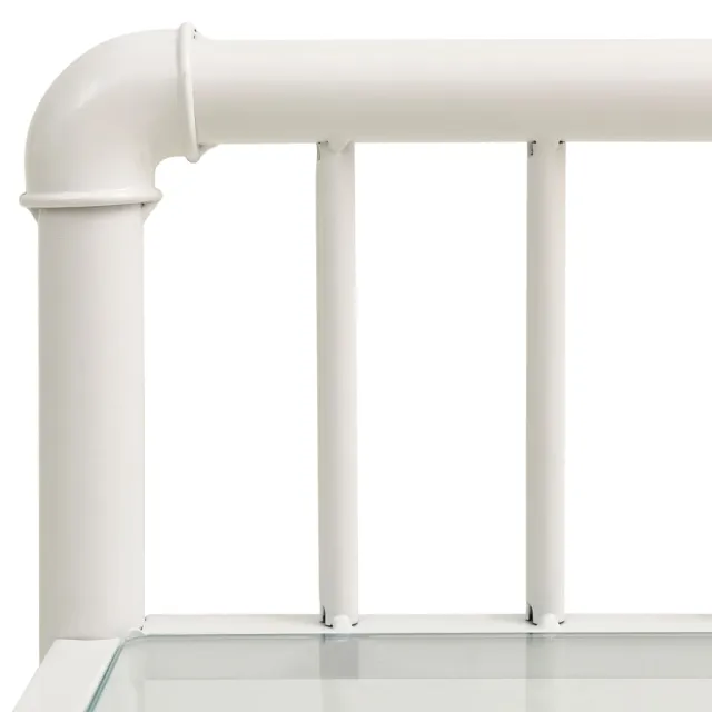 Tables de chevet 2 pcs Blanc et transparent Métal et verre