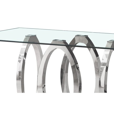 Mesa de Comedor Home ESPRIT Acero Cristal Templado 160 x 90 x 76 cm 2